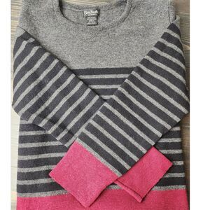 Silvia Novelli‎ Womans Merino Wool Sweater Size Large Gray with Black& Burgandy